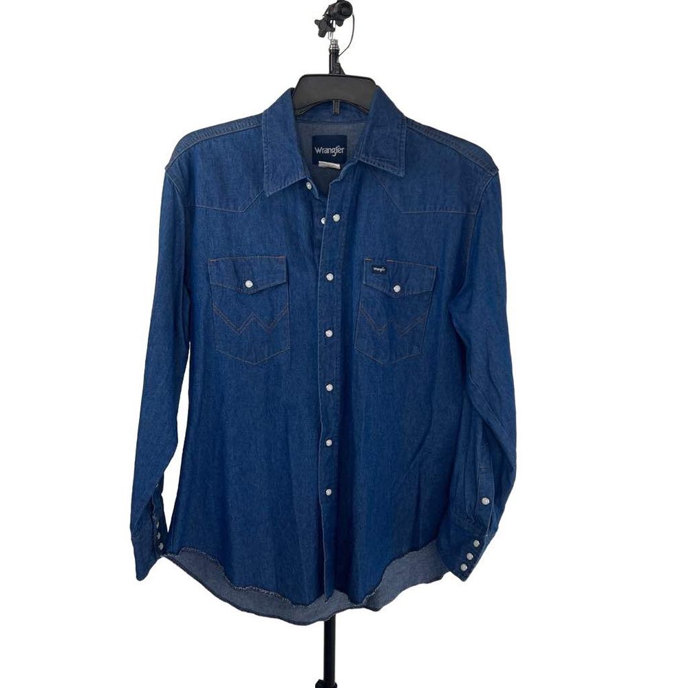 Wrangler Vintage Men's Pearl Snap Denim Western Shirt Size Large